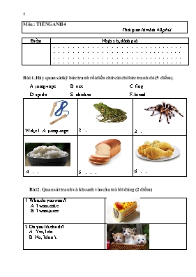 Một số đề kiểm tra môn Tiếng anh lớp 4